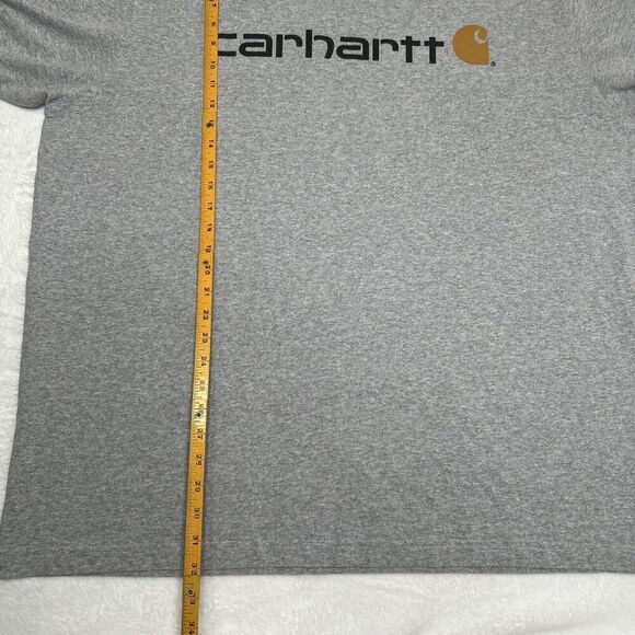 Carhartt Loose Fit Work Tee Shirt Print Men's Size 2XL Grey Crew Neck Logo - Picture 5 of 7